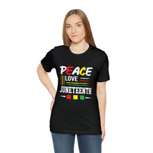 Load image into Gallery viewer, Peace Love Juneteenth Jersey Short Sleeve Tee
