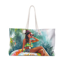 Load image into Gallery viewer, Watercolor Waves- Beach Babes Weekender Bag
