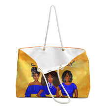 Load image into Gallery viewer, The Sisterhood Blue/Gold Weekender Bag
