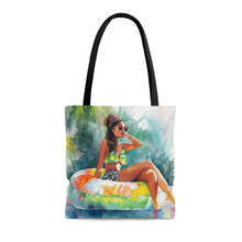 Load image into Gallery viewer, Watercolor Waves- Beach Babes AOP Tote Bag
