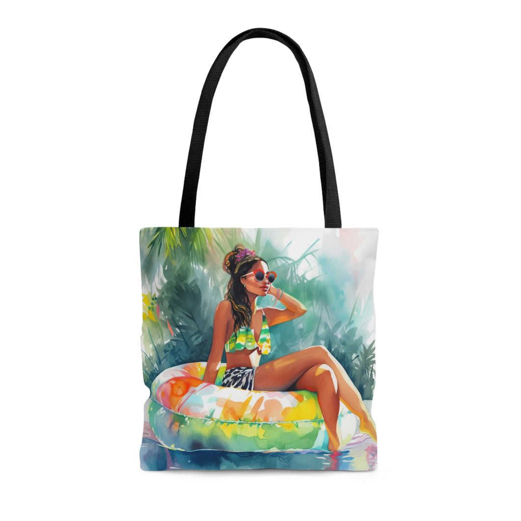 Watercolor Waves- Beach Babes AOP Tote Bag
