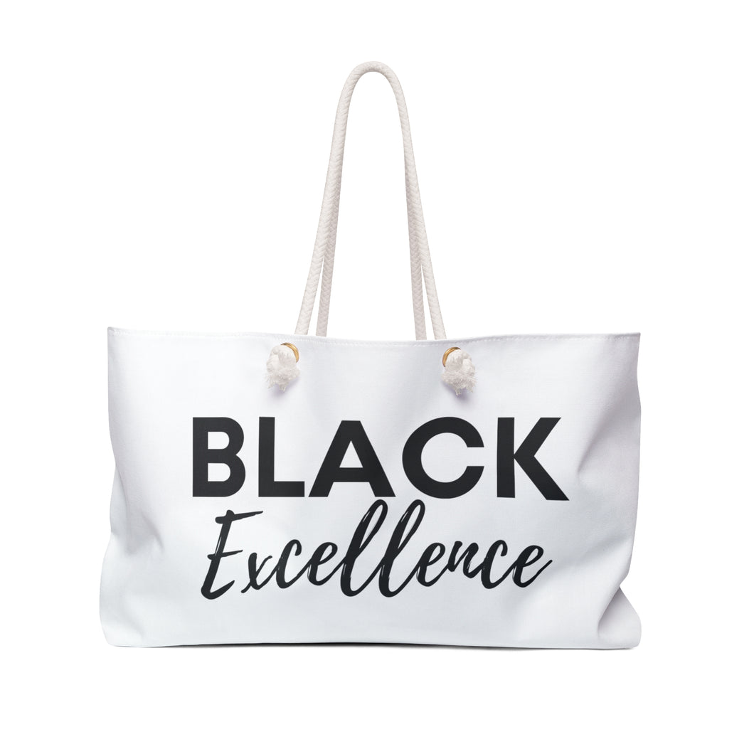 Black Excellence Weekender Bag-White
