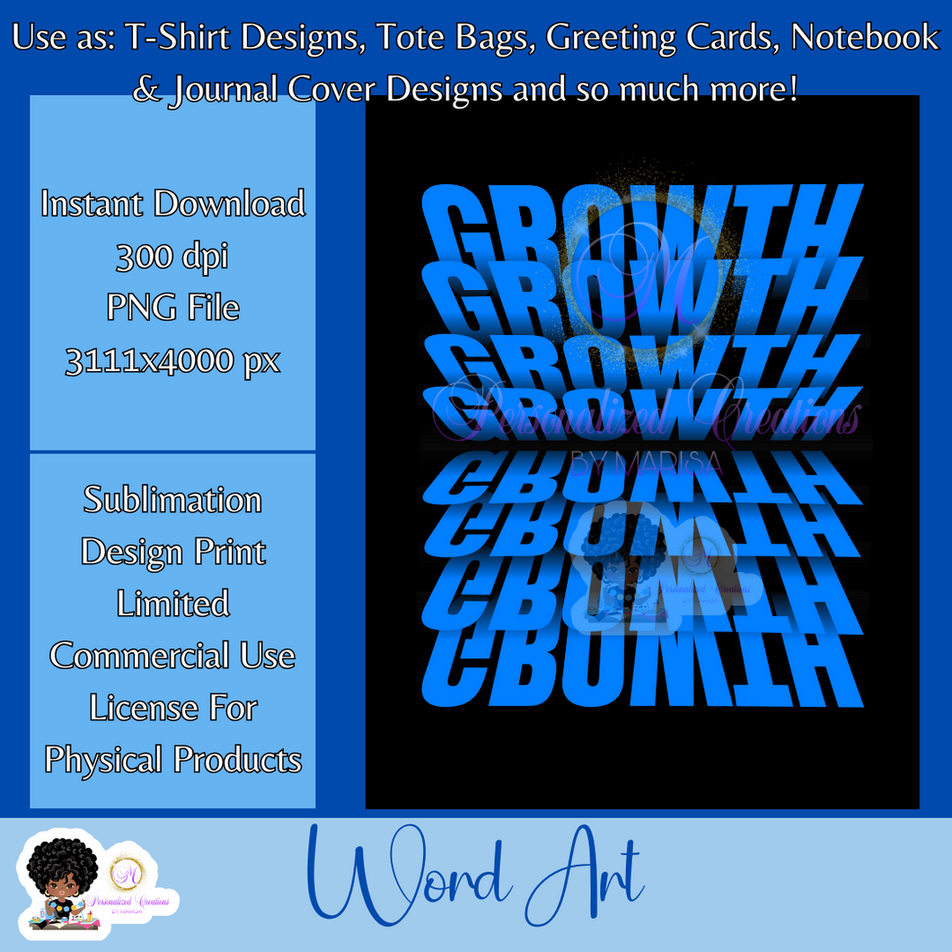 Growth- Mirrored Text Word Art