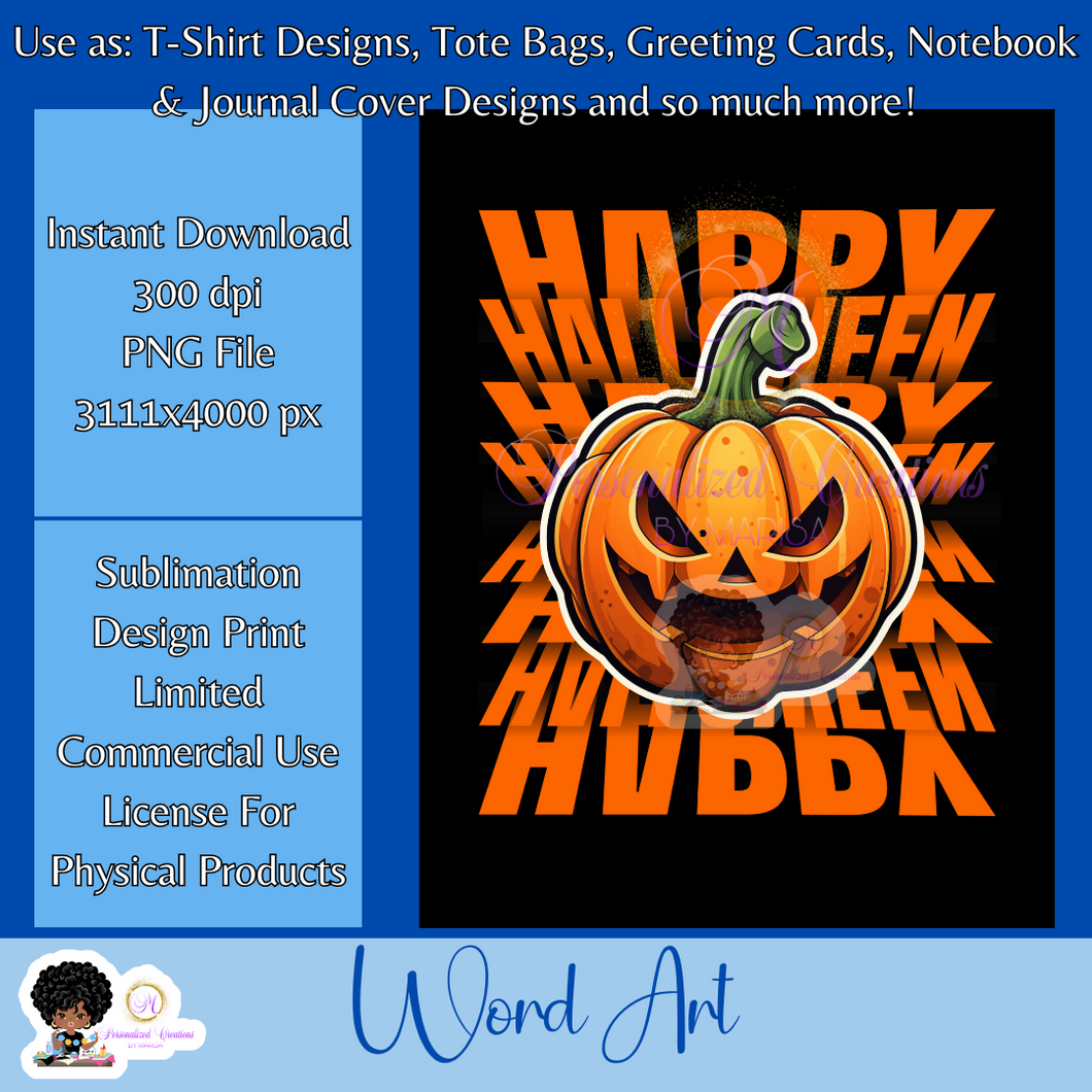 Happy Halloween2- Mirrored Text Word Art