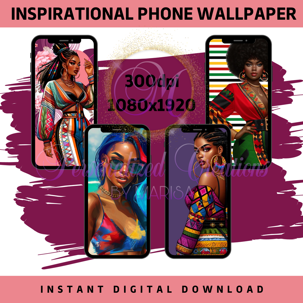 Black Girl Inspirational Phone Wallpaper Soulful Splendor- Digital Download