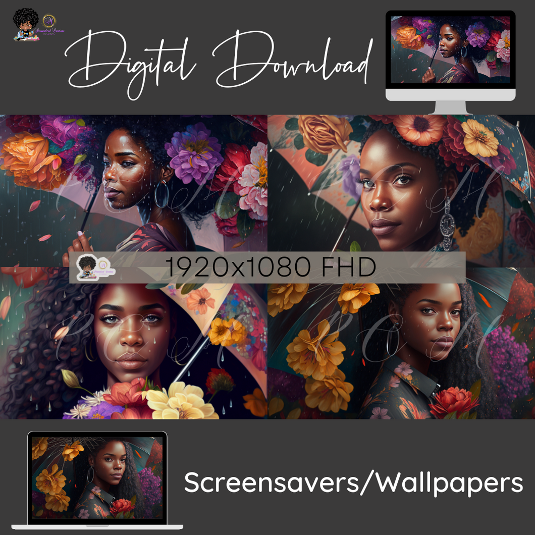 DG-DSW-003 April Showers AI ART Digital Download Desktop Screensavers