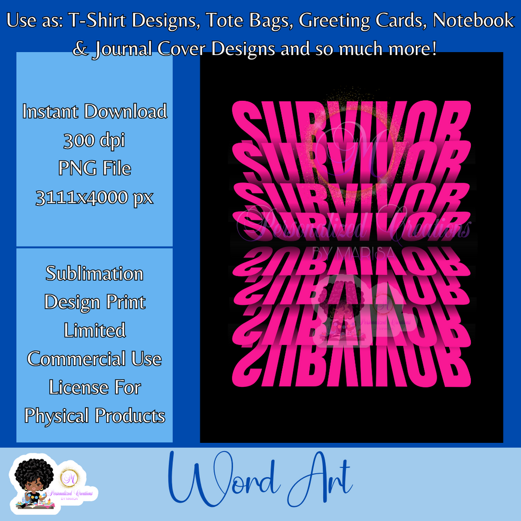 Survivor- Mirrored Text Word Art