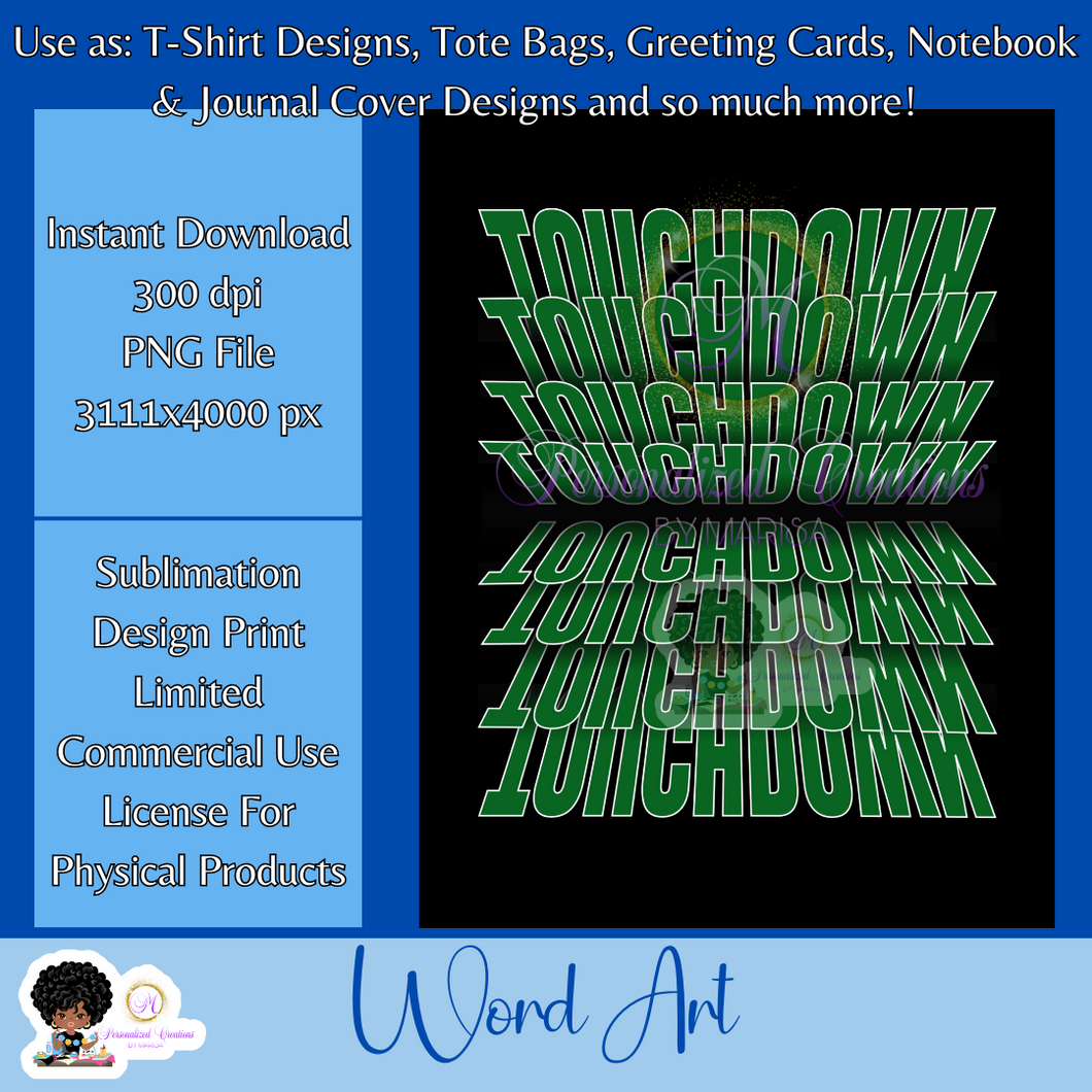 Touchdown- Mirrored Text Word Art