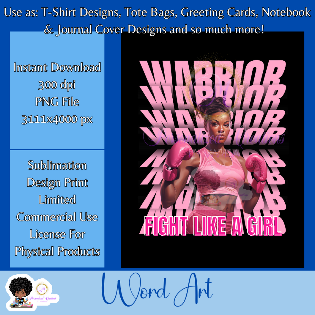 Warrior2 Fight- Mirrored Text Word Art