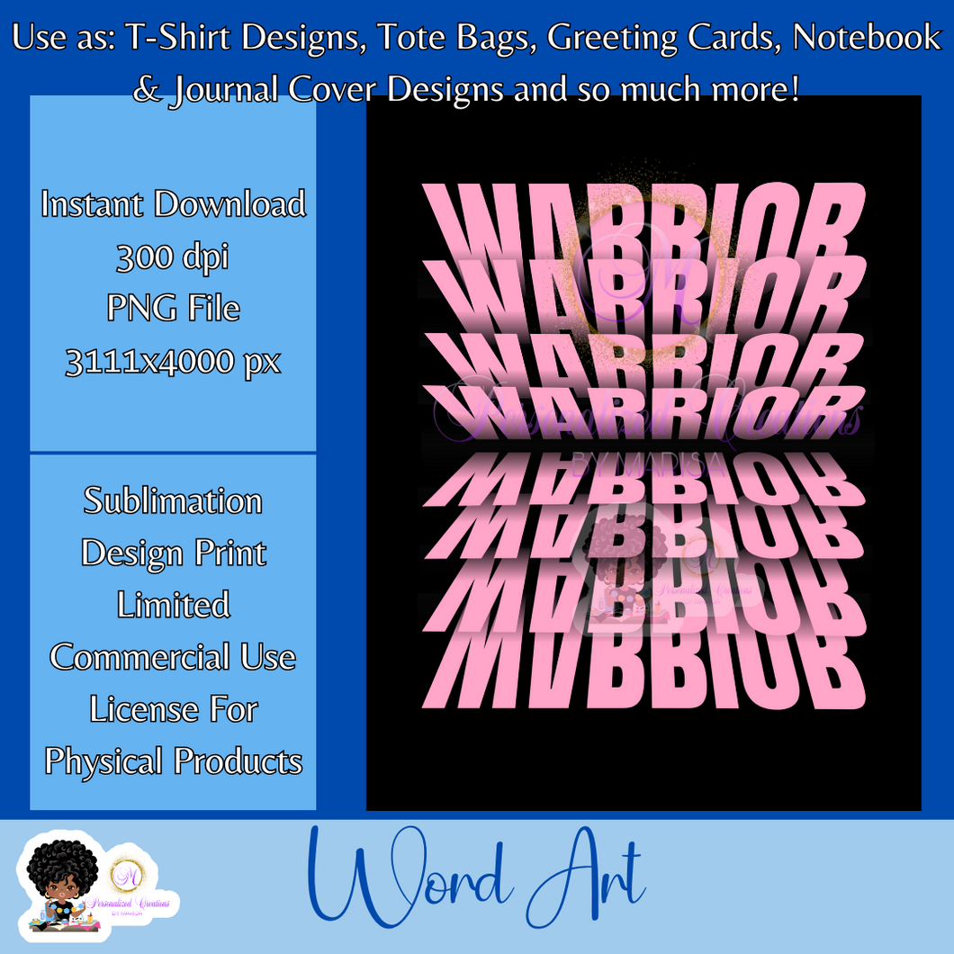 Warrior2- Mirrored Text Word Art