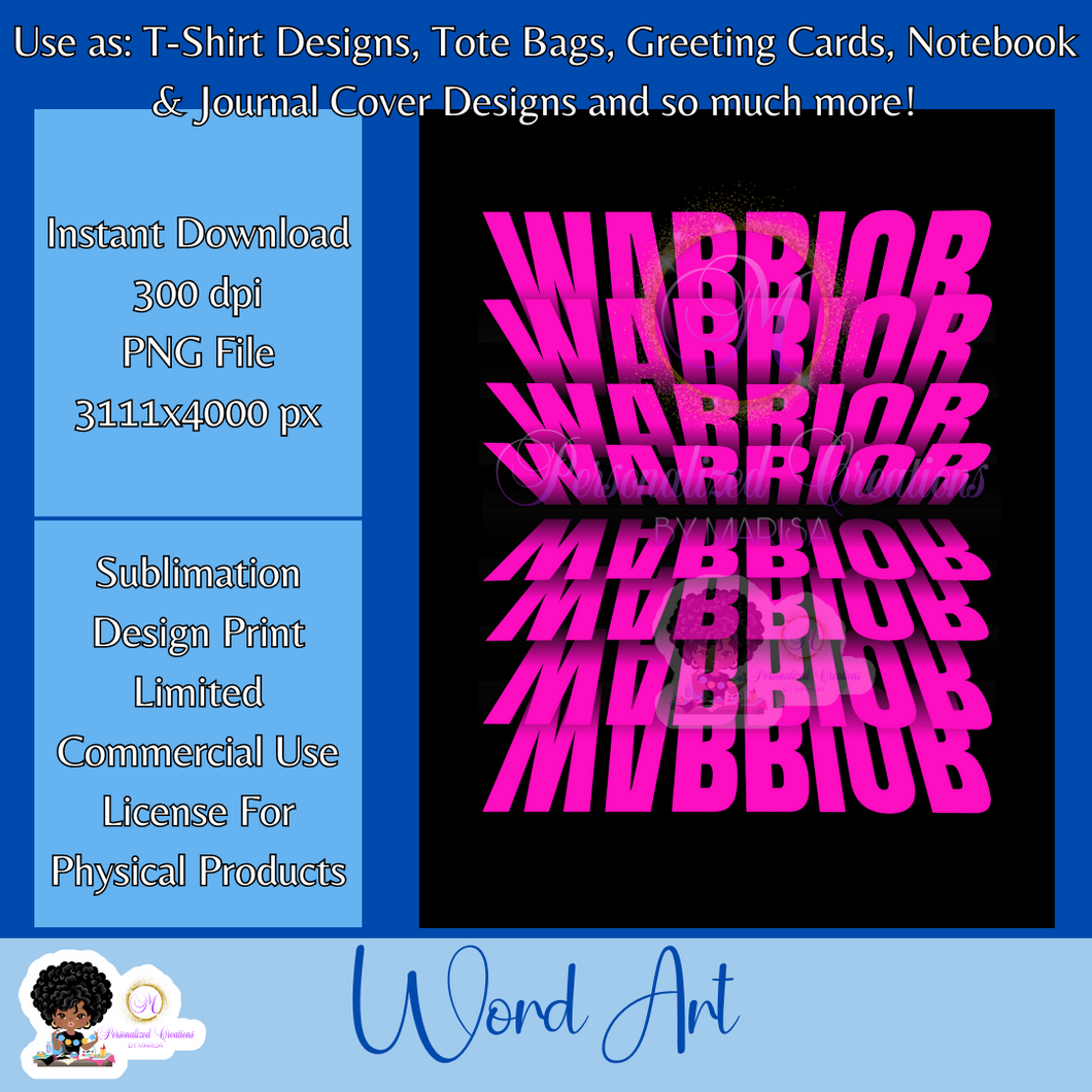 Warrior- Mirrored Text Word Art