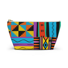 Load image into Gallery viewer, Ankara Black Accessory Pouch w T-bottom
