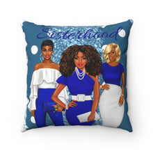 Load image into Gallery viewer, The Sisterhood Blue/White Spun Polyester Square Pillow
