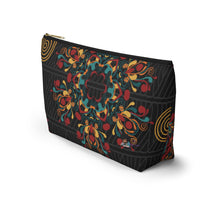 Load image into Gallery viewer, Black Ankara Kente Accessory Pouch w T-bottom
