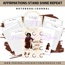 Load image into Gallery viewer, Stand Up Shine Repeat Affirmation Notebook/Journal
