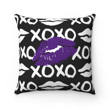 Load image into Gallery viewer, Purple Lips XOXO Spun Polyester Square Pillow
