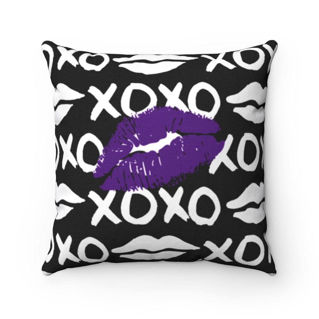 Purple Lips XOXO Spun Polyester Square Pillow