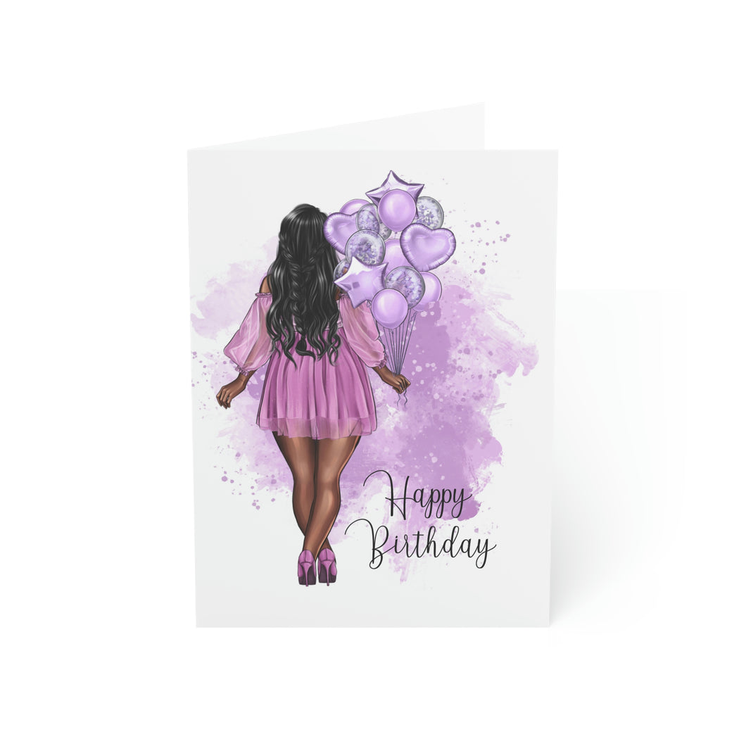 Happy Birthday-Purple Folded Greeting Cards (1, 10, 30, and 50pcs)