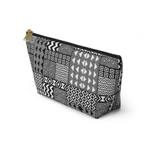 Load image into Gallery viewer, Black White Tribal Accessory Pouch w T-bottom
