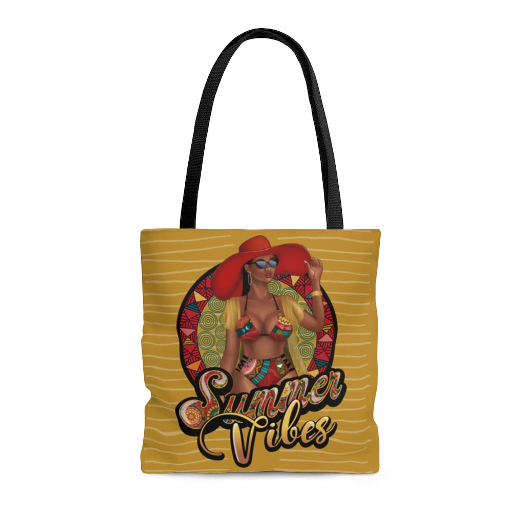 Summer Vibes Gold- Beach Babe AOP Tote Bag