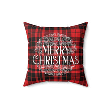 Load image into Gallery viewer, Merry Christmas Red Plaid Square Pillow
