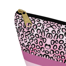 Load image into Gallery viewer, Pink Cheetah Accessory Pouch w T-bottom
