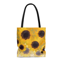 Load image into Gallery viewer, She Is Clothed Sunflowers AOP Tote Bag
