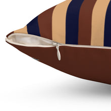 Load image into Gallery viewer, Navy &amp; Brown Stripes Spun Polyester Square Pillow

