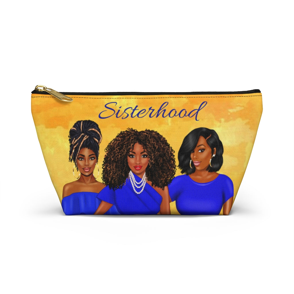 The Sisterhood Blue/Gold Accessory Pouch w T-bottom