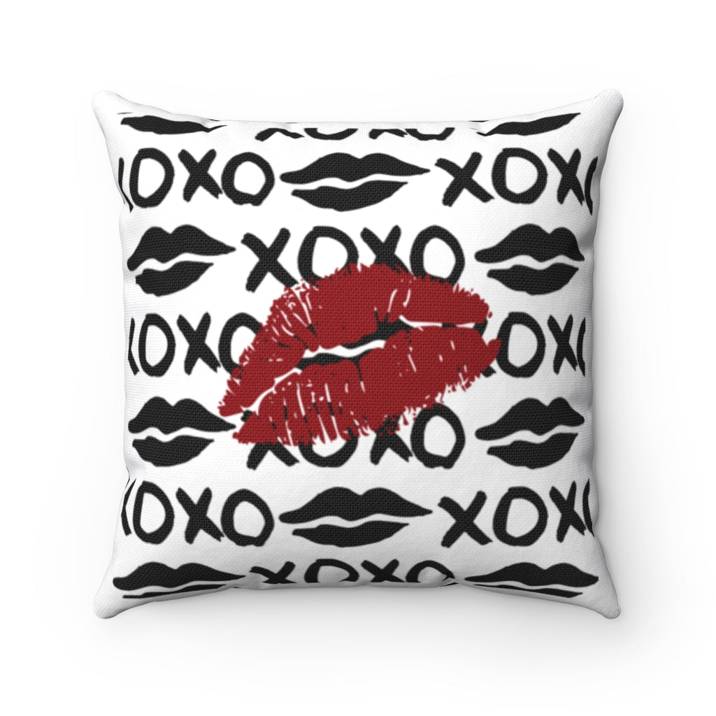 Red Lips XOXO Spun Polyester Square Pillow