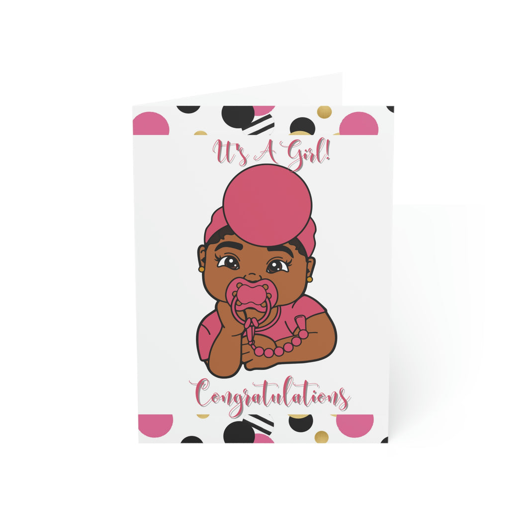 It's A Girl-Medium Folded Greeting Cards (1, 10, 30, and 50pcs)