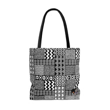 Load image into Gallery viewer, Black White Tribal AOP Tote Bag
