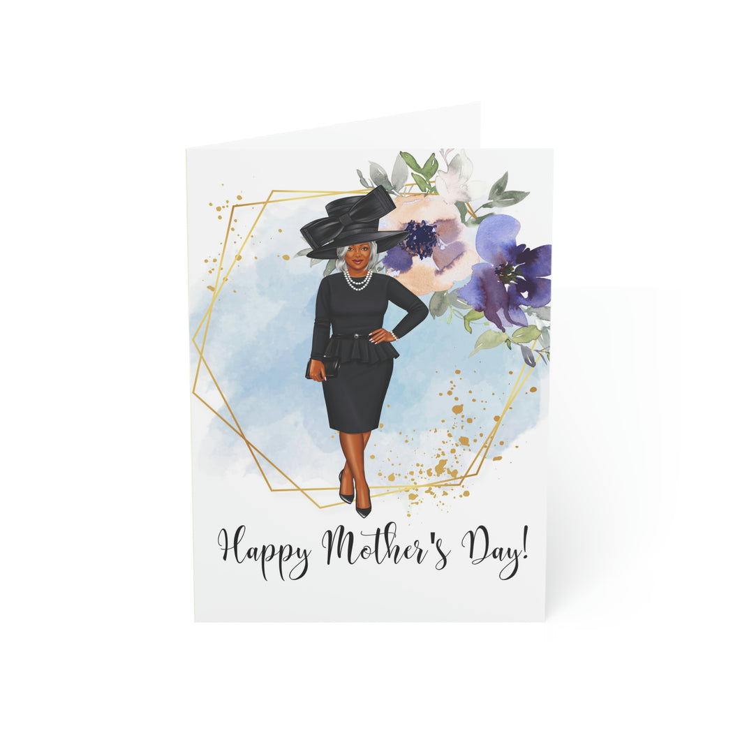 Sophisticated Ladies Mothers Day-Black Folded Greeting Cards (1, 10, 30, and 50pcs)