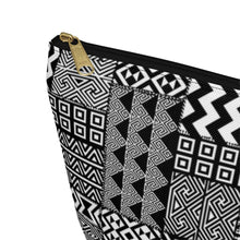 Load image into Gallery viewer, Black White Tribal Accessory Pouch w T-bottom
