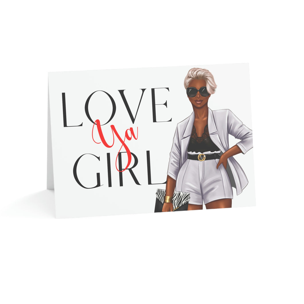 Love Ya Girl-Silver Folded Greeting Cards (1, 10, 30, and 50pcs)