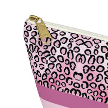 Load image into Gallery viewer, Pink Cheetah Accessory Pouch w T-bottom
