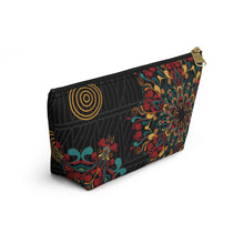 Load image into Gallery viewer, Black Ankara Kente Accessory Pouch w T-bottom
