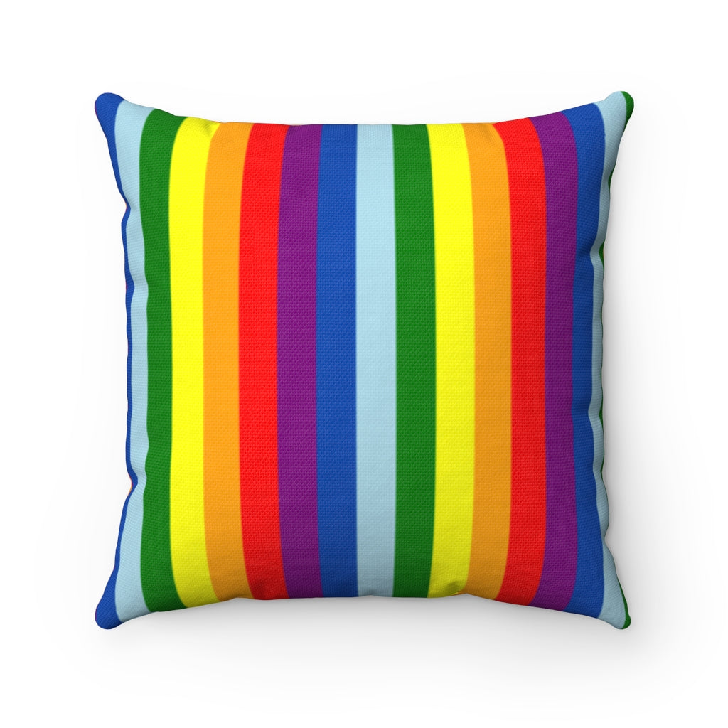 Rainbow Stripes Spun Polyester Square Pillow