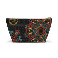 Load image into Gallery viewer, Black Ankara Kente Accessory Pouch w T-bottom
