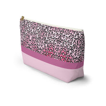 Load image into Gallery viewer, Pink Cheetah Accessory Pouch w T-bottom
