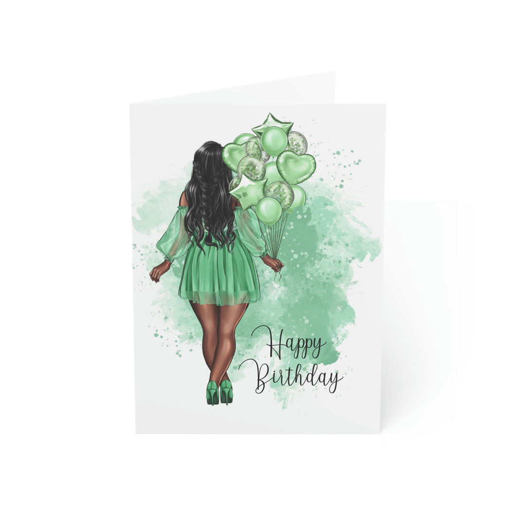 Happy Birthday-Green Folded Greeting Cards (1, 10, 30, and 50pcs)