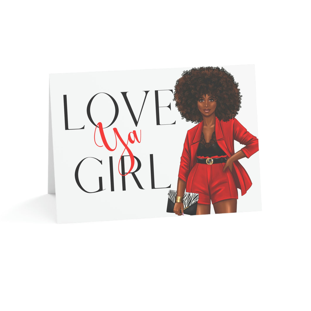 Love Ya Girl-Red Folded Greeting Cards (1, 10, 30, and 50pcs)