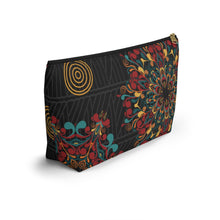 Load image into Gallery viewer, Black Ankara Kente Accessory Pouch w T-bottom
