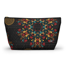 Load image into Gallery viewer, Black Ankara Kente Accessory Pouch w T-bottom
