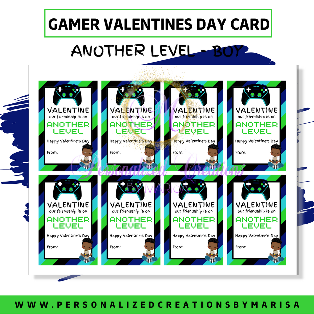 Another Level Boy- Printable Gamer Valentines Day Card