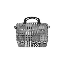 Load image into Gallery viewer, Black White Tribal Tote Bag with Shoulder Strap
