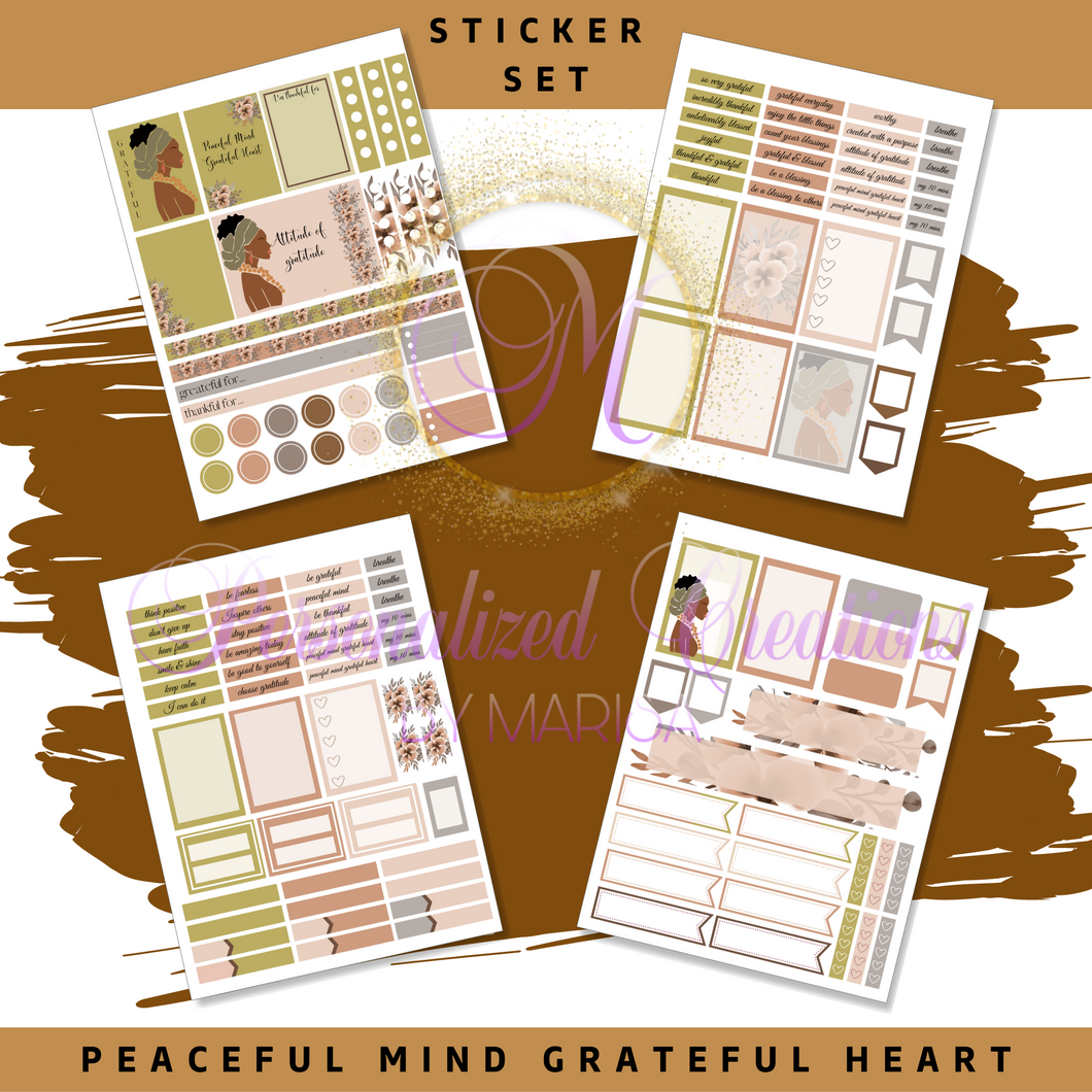 Peaceful Mind Gratitude Sticker Set