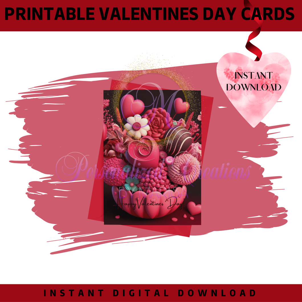 Printable Valentines Day Card: Sweets1- Instant Digital Download
