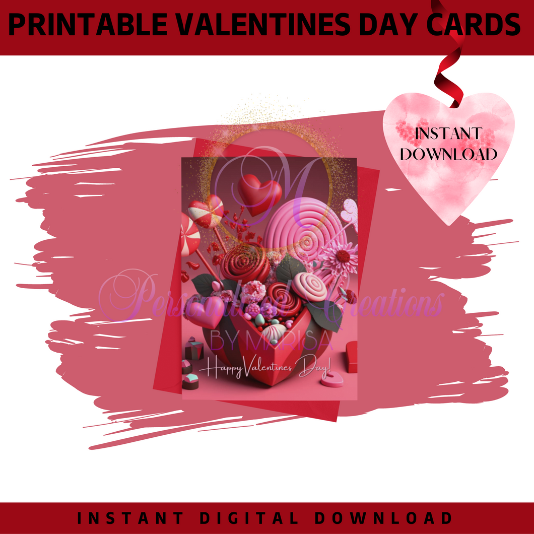 Printable Valentines Day Card: Sweets2- Instant Digital Download