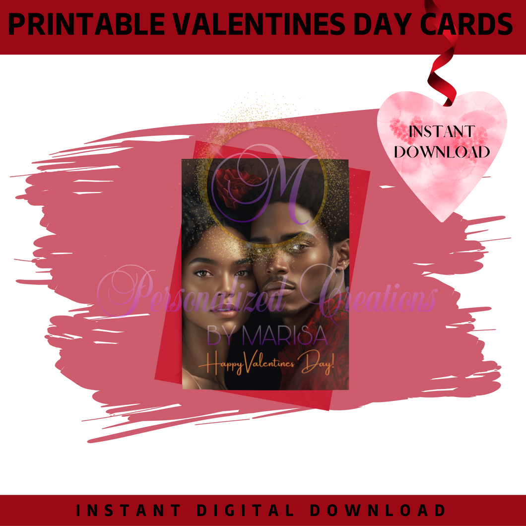 Printable Valentines Day Card: Couple2- Instant Digital Download